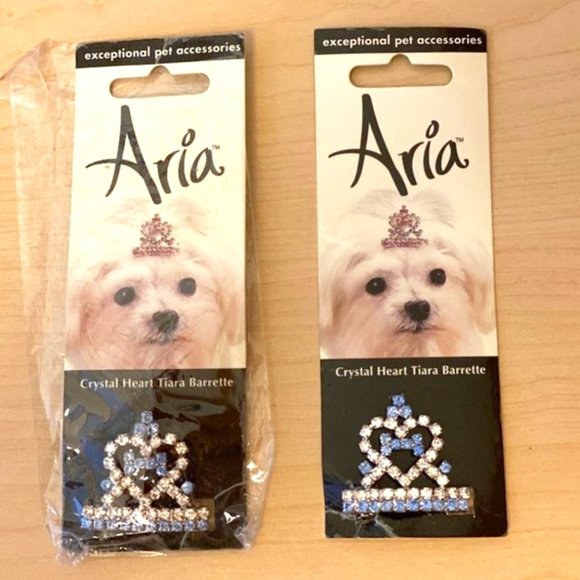 🎉HP🎉 Aria Crystal Heart Dog Tiara Barrette - TWO available - Picture 1 of 4